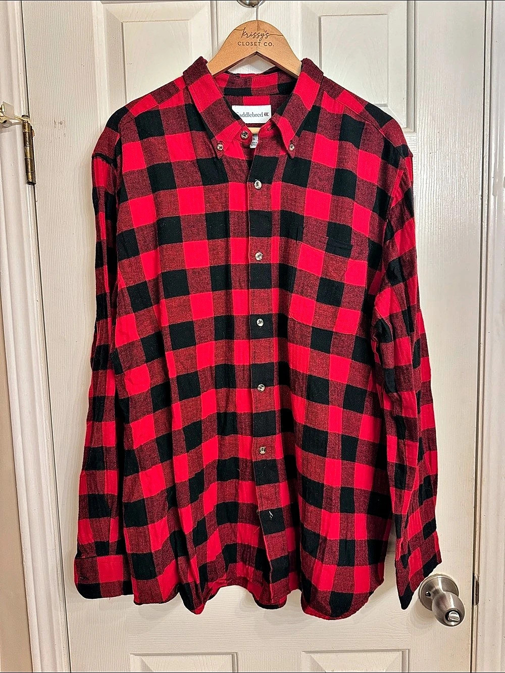 Saddlebred Classic Fit Buffalo Check Flannel Shirt Red & Black XL